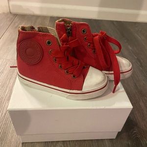 Red Unisex Burberry Sneakers, Toddler Size 24